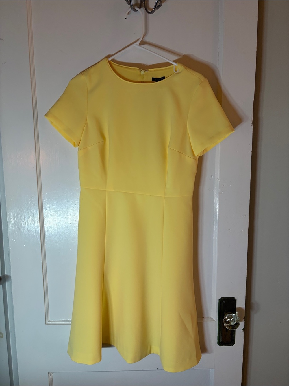 Ann Taylor Yellow Short Sleeve A-Line Midi Dress